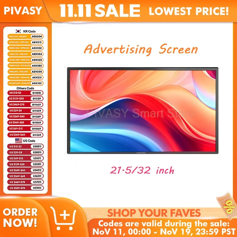 21.5/32 Inch LCD Advertising TV Android Touch All-in-one Machine Intelligwall Mounted Ent Advertising Display Screen for Store