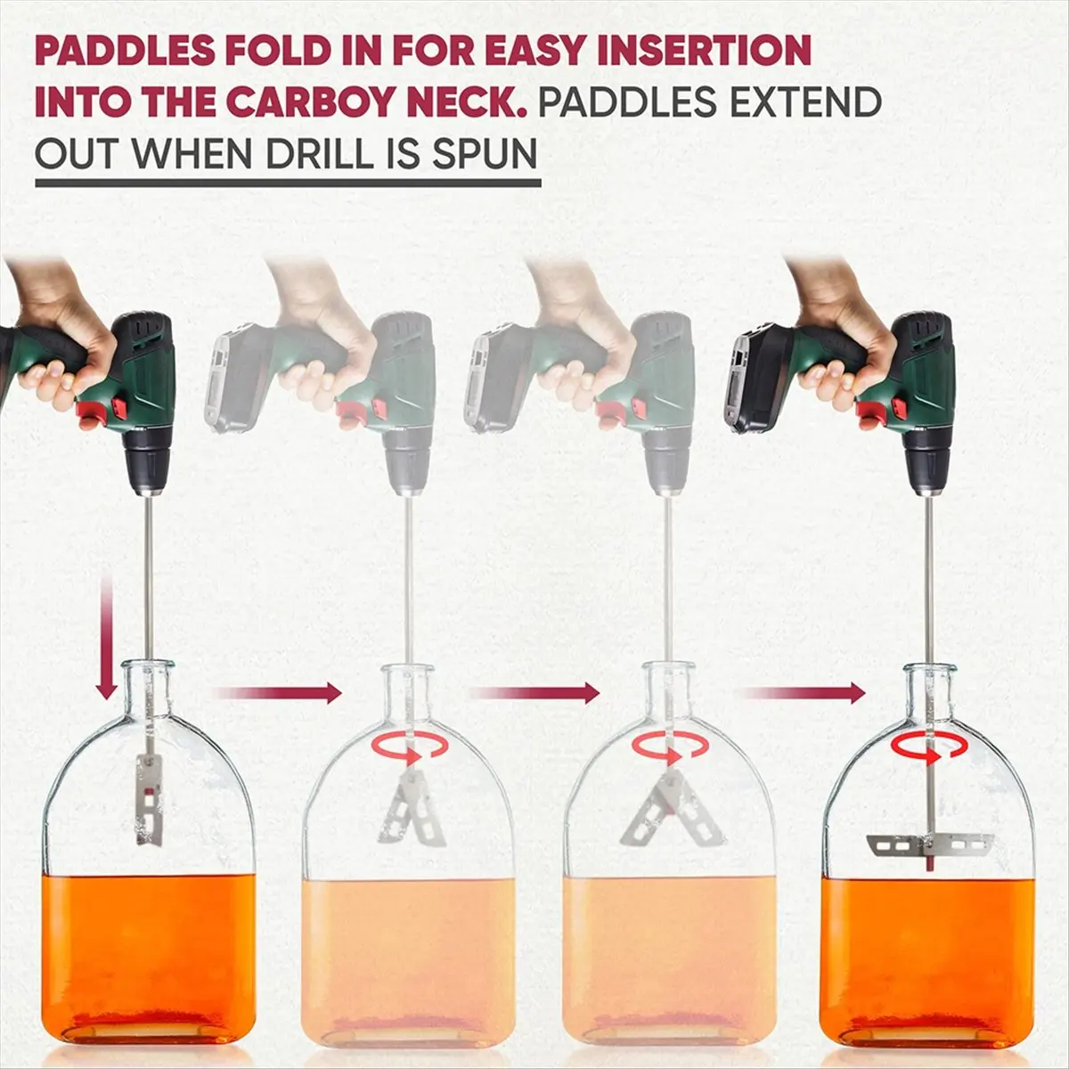 

Мешалка для деаэратора вина и пива, 17,5 дюймов, нержавеющая сталь 316, стержень для сверления, виноделирование, пивоварение, де-газация