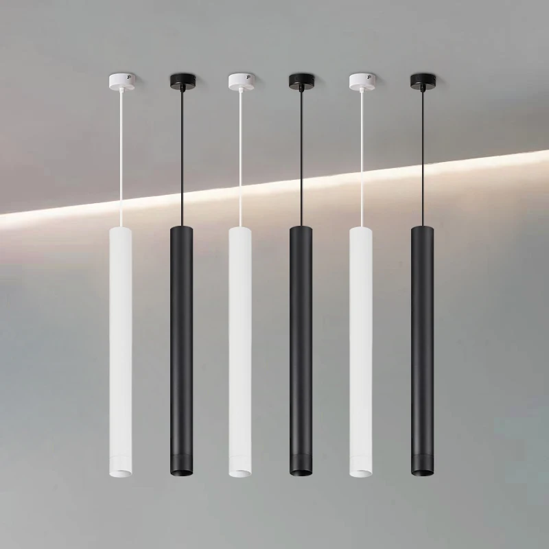 

LED Pendant Lights Modern Cylinder Pipe Long Tube Lamp Hanging Light Bedroom Kitchen Living Room Shop Bar Counter Decor Lighting