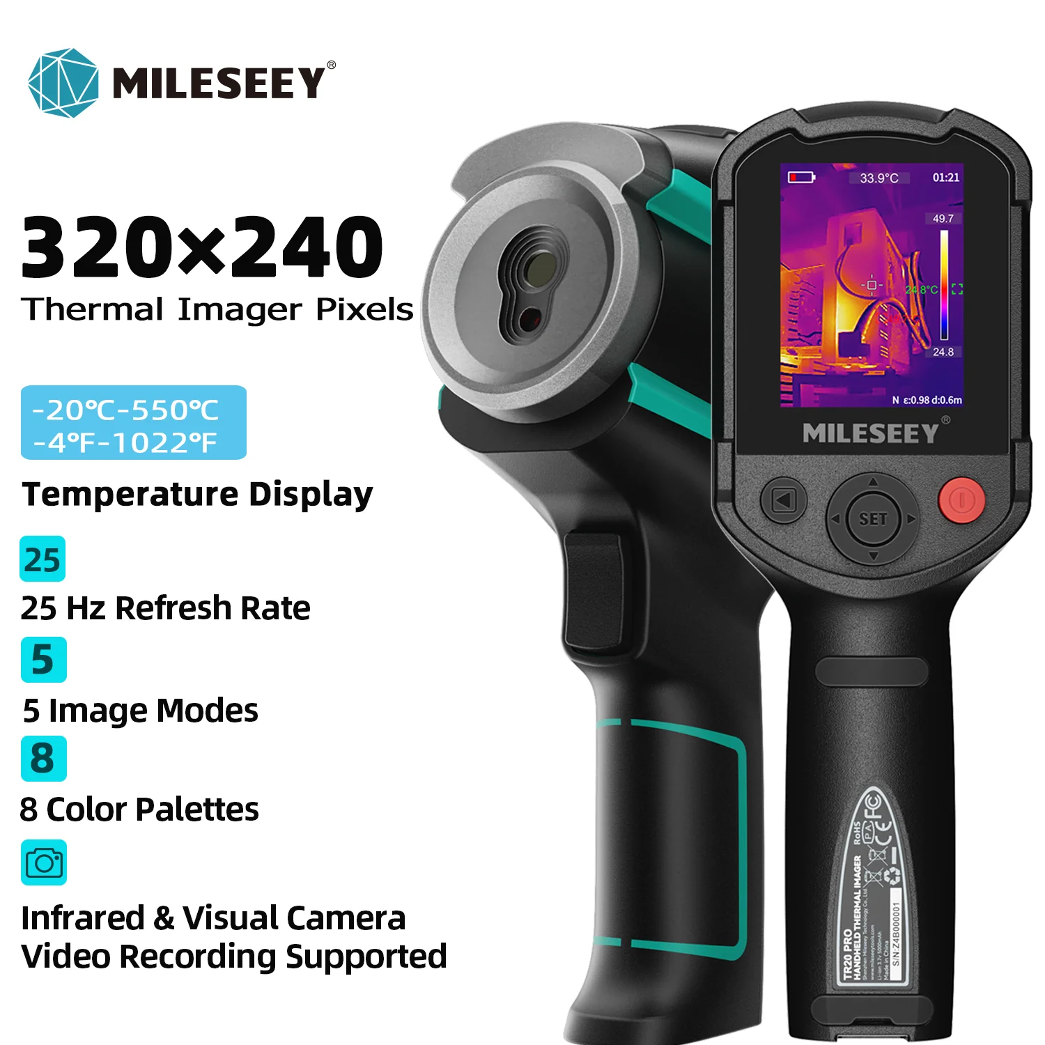MILESEEY TR256E /B Upgraded Thermal Imager 320x240 Thermal Imaging Camera with Video Recording For Repair, PCB, Termite Detectio