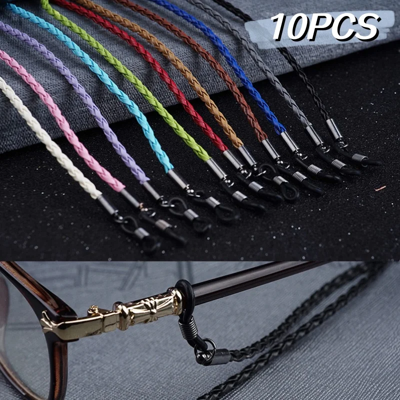 

10PCS Fashion Multicolored Glasses Hemp Rope Sunglasses Hanger Rope PU Reading Glasses Hanging Eyeglass Accessories