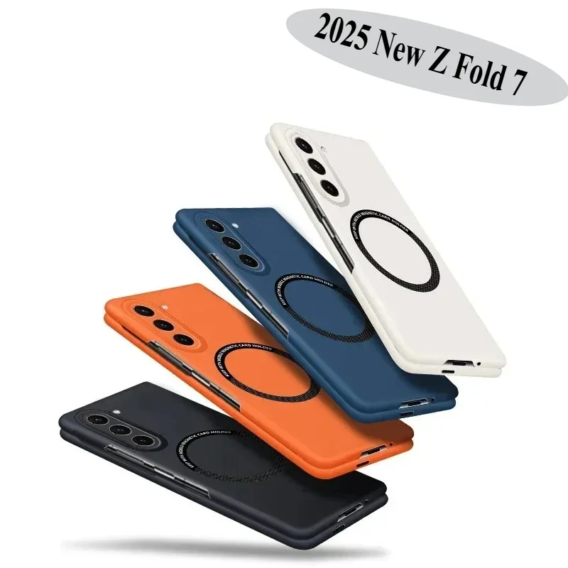 New Ultra Thin For Magsafe Case for Samsung Z Fold 7 6 5 4 3 2 W25 W24 W23 Matte Metal Ring Skin Feel Frameless Plasltic Cover