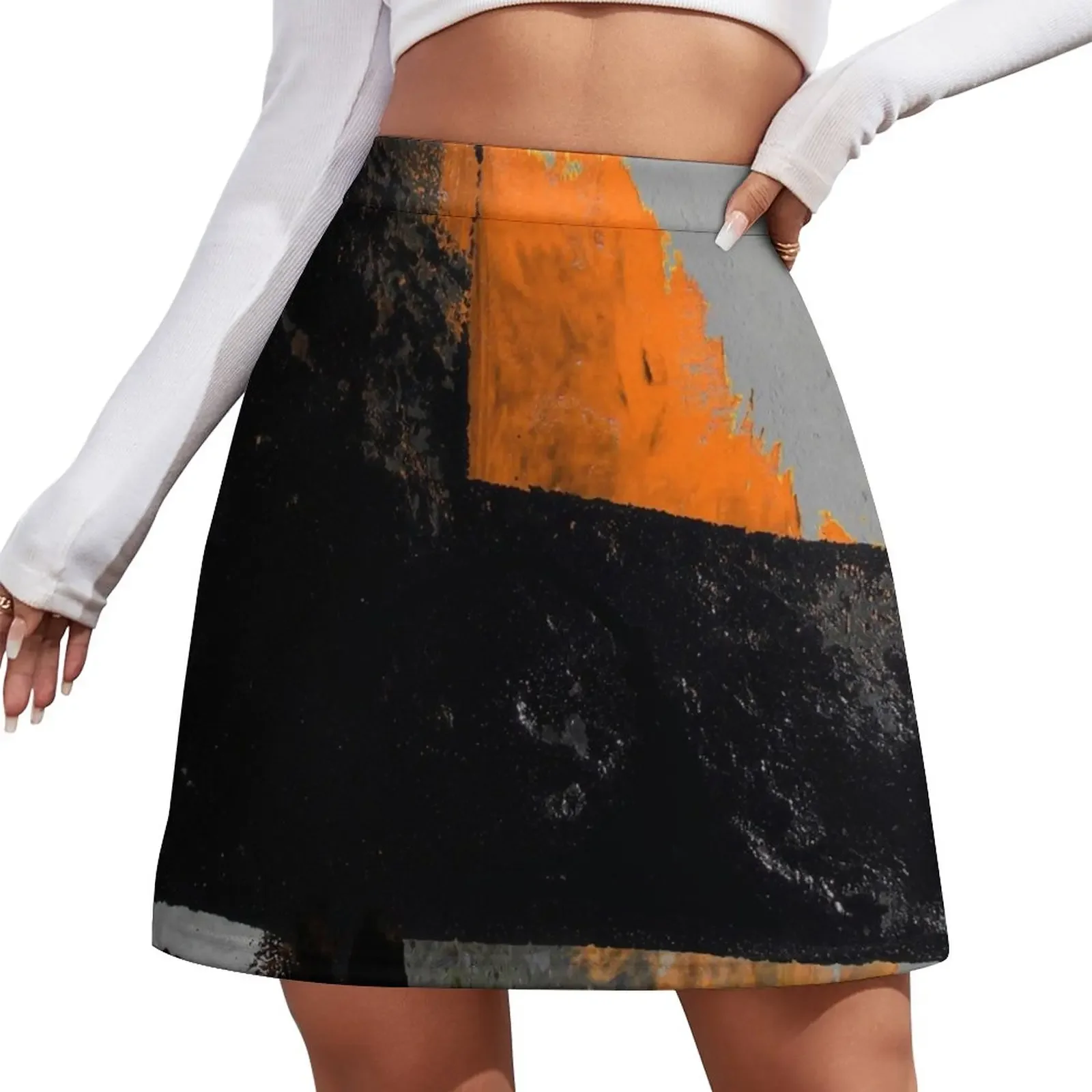 

Minimal Orange on Black Mini Skirt novelty in clothes elegant dresses for women 90s vintage clothes