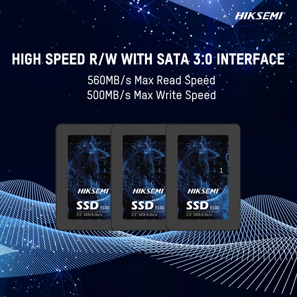HIKSTORAGE E100 Series SATA SSD with 3D NAND Technology, Up to 560MB/s High-Speed Reading & Writing, Compatible with PC/Laptops