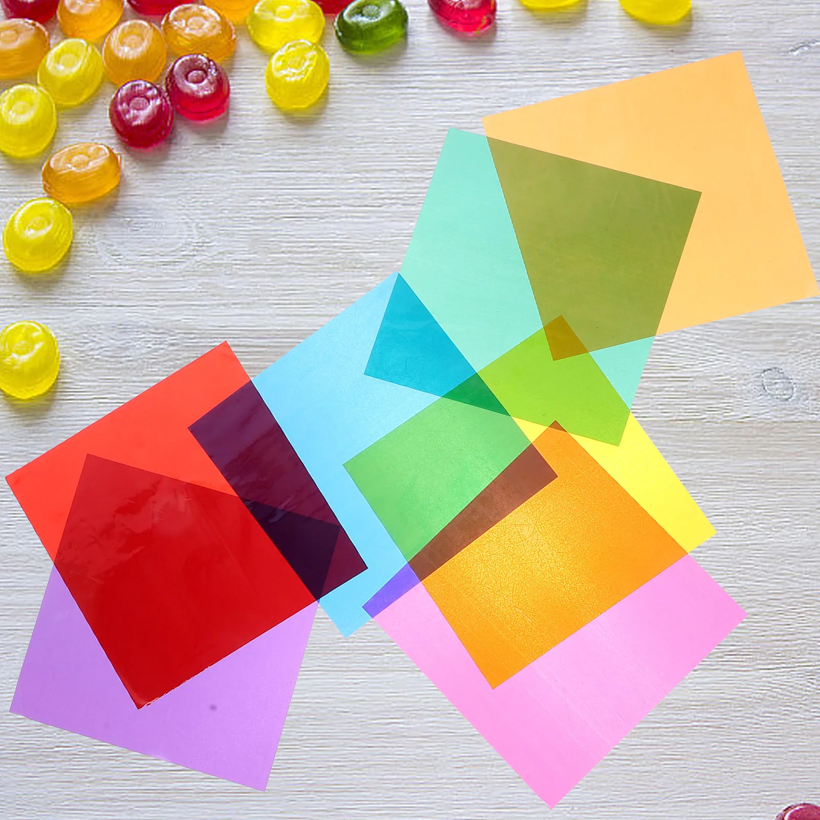 

84 Sheets Colored Transparent Cellophane Game Candy Wrapping Paper Candies Box Material Wraps Crafts Child Handmade Crafting