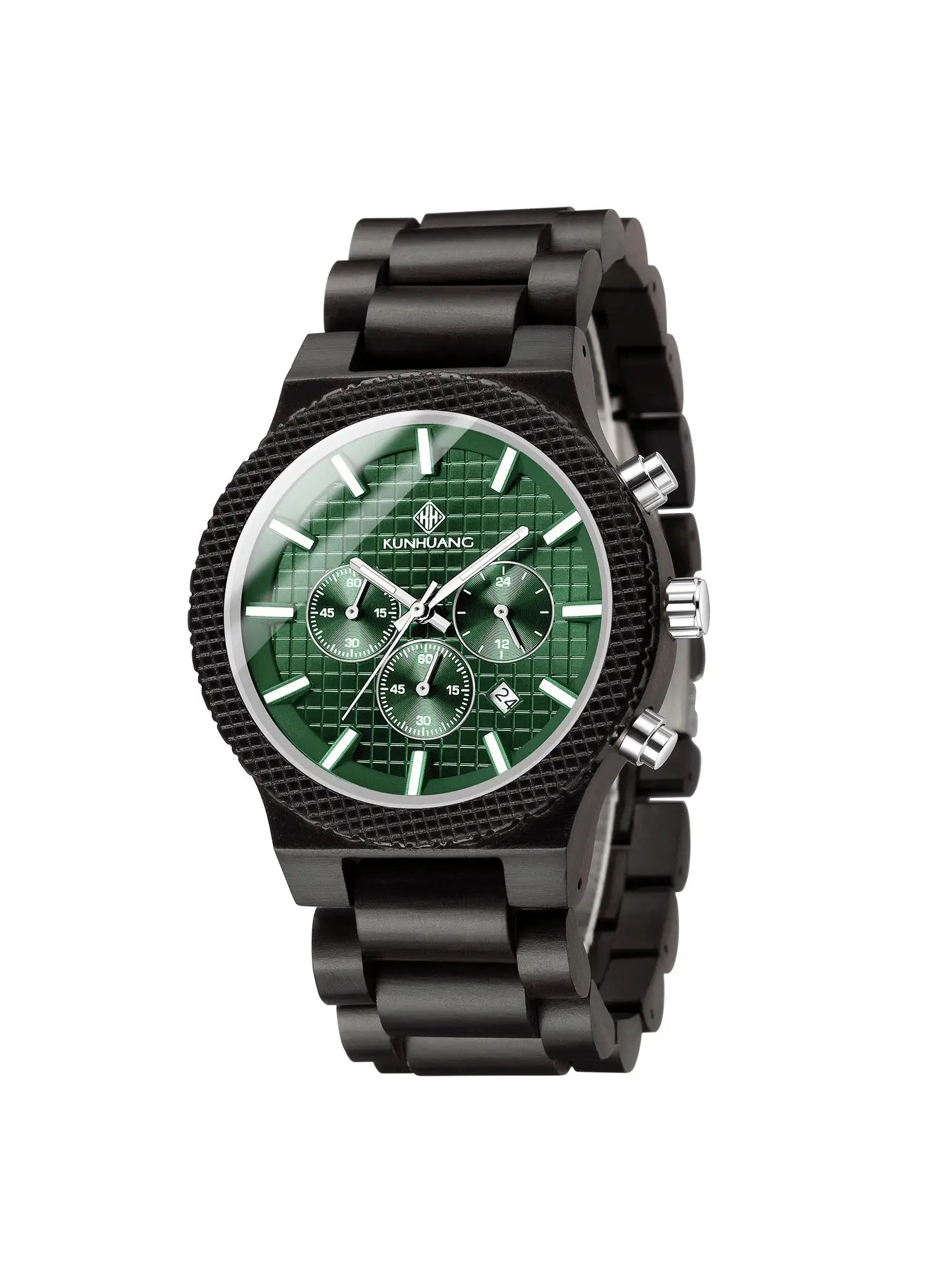 New men's quartz watch with a large dial and multiple functions, hot selling sports craftsmanship, wooden watch factory source