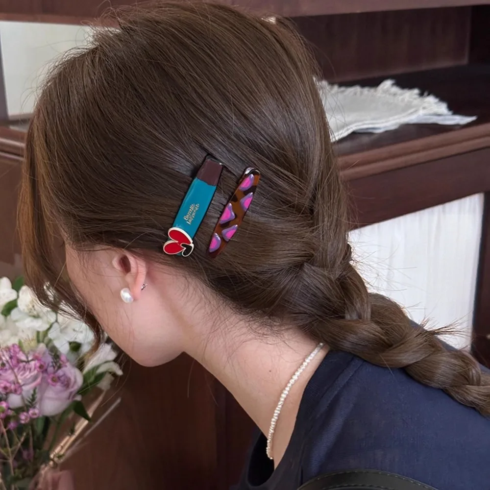 2 unids/set Simple Clip de pico de pato amor conjunto de horquillas flequillo Clip Y2k horquillas sombreros estilo coreano maquillaje pinzas para el cabello diario