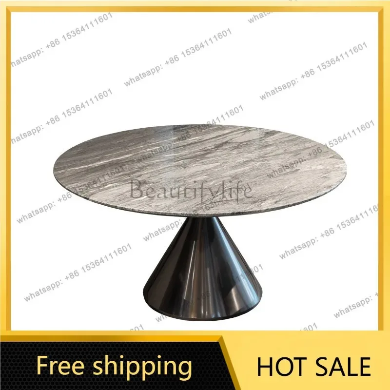 PJ high-end custom natural marble small apartment round household dining table