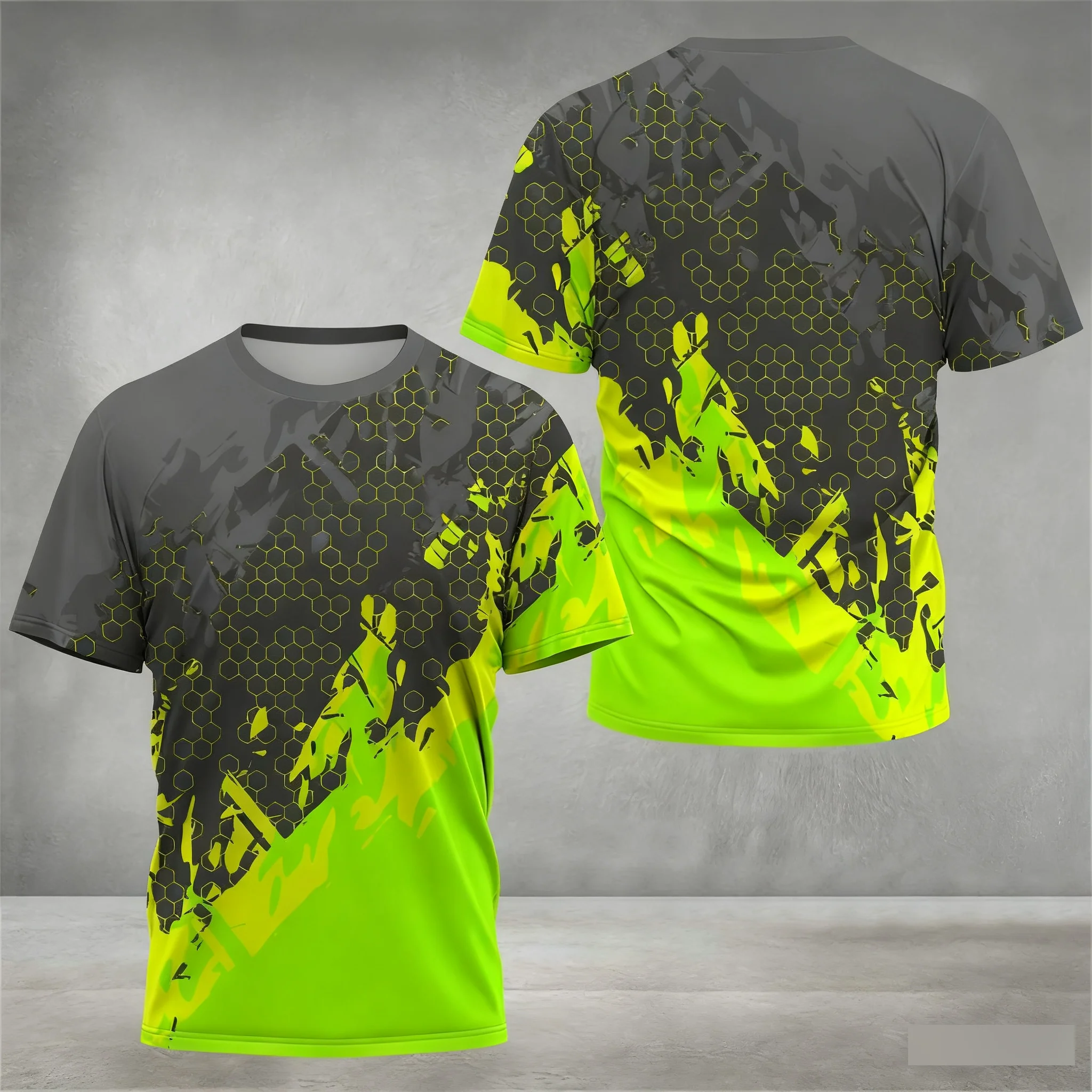 Summer Techwear Geometric Splash Ink Pattern Unisex Quick Dry Breathable Motorcross Outdoor Racing Athletic Tee Tops