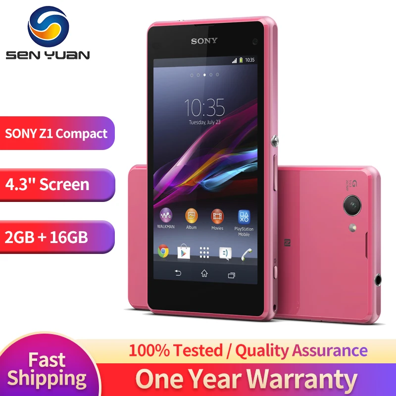 Sony-teléfono móvil Xperia Z1 Compact D5503, Original, Android, 2GB de RAM, 4,3 pulgadas, 20.7MP, 3G/4G, Quad Core, WIFI, GPS, 16GB de almacenamiento, z1 compact