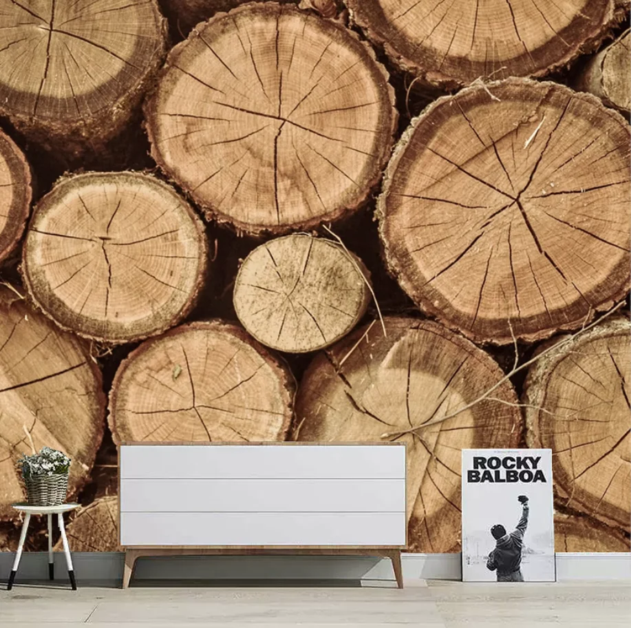Custom size wallpaper Nordic light luxury abstract ring wood geometry TV background wall painter house decoration 3d wallpaper