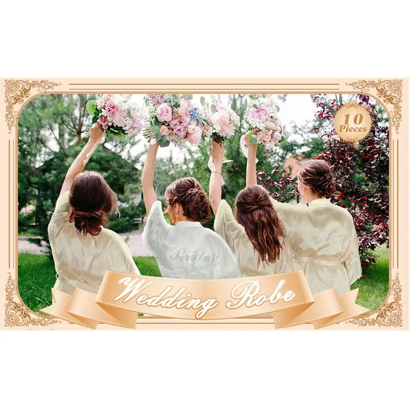 

10 Pcs Bride Bridesmaid Robes Kimono Rhinestones Short Satin Robes for Women Wedding Party