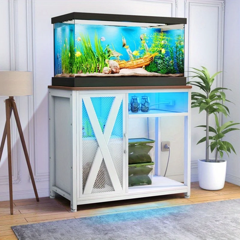 

40-50 gallon aquarium stand tank with power outlet and LED light fish tank