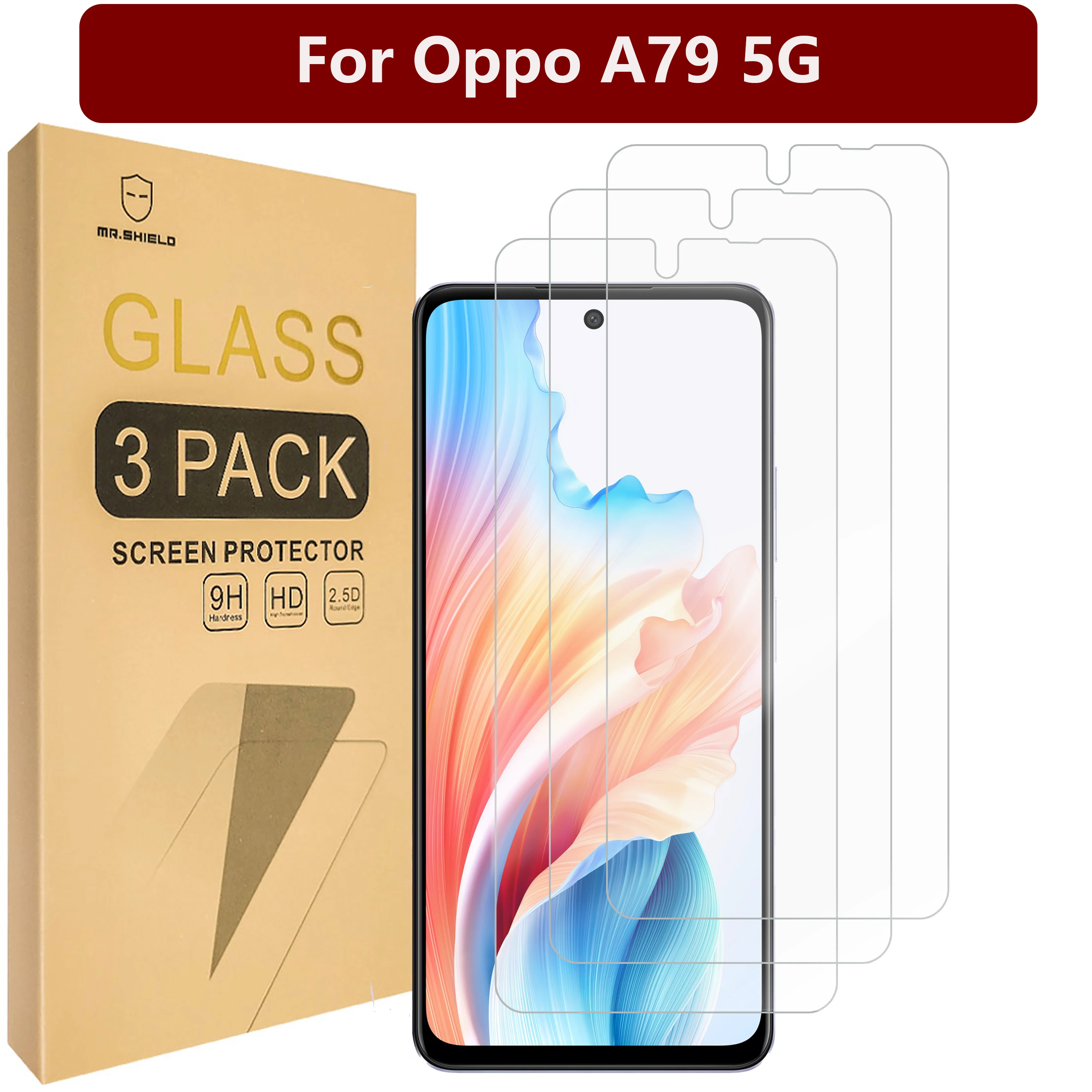 

Mr. Защитный экран совместим с Oppo A79 5G / Oppo A2 5G [закаленное стекло] [3 шт. в упаковке] [Японское стекло с твердостью 9H]