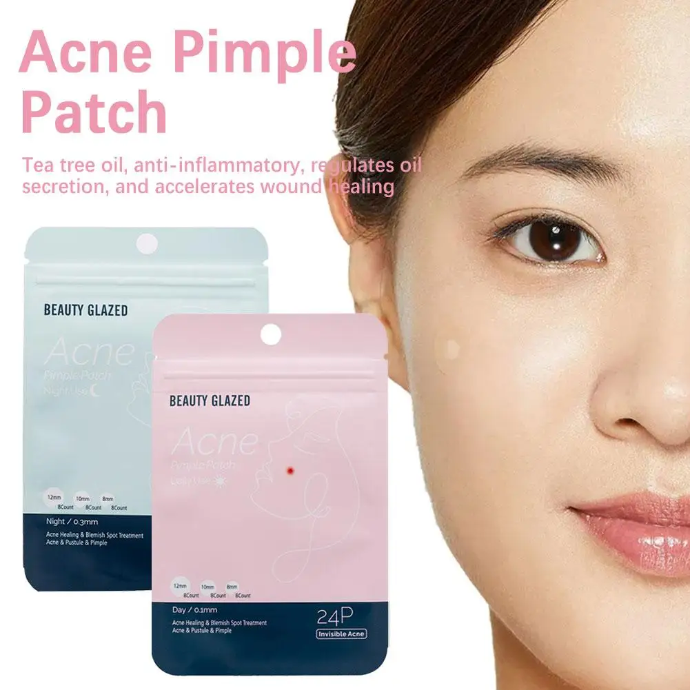 24 Patches Acne Patch Acne Pimple Patch Stickers Day Face Blemish Care Night Removers Use Beauty Blackhead Hydrocolloid Ski G2V1