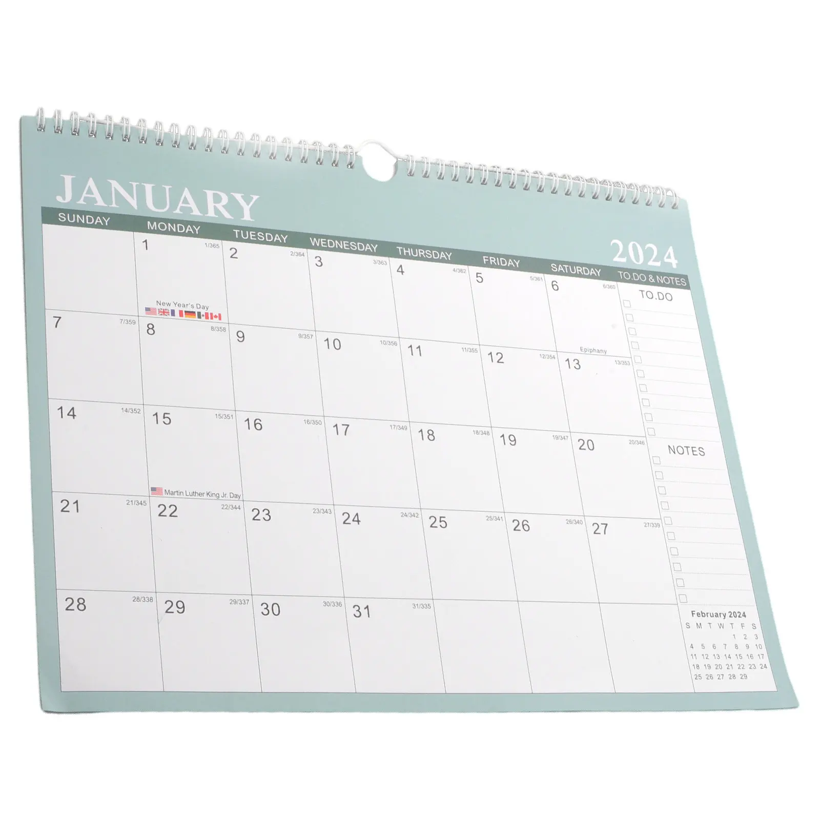 

2024 Daily Use Monthly Wall Calendar Paper Hanging Calendar Style Perforated for Home Office Study Room Decoration