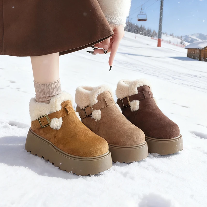 

Womens Winter Warm Snow Boots Thickened Fleece Lined Cotton Ankle Boots