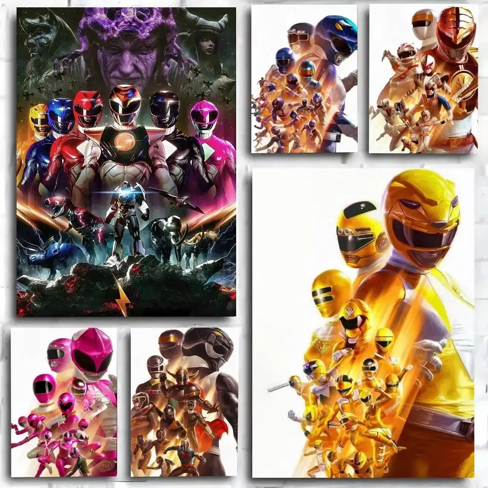 1 قطعة M-Mighty Morphin Power Rangers المشارك ذاتية اللصق الفن ورق مقاوم للماء ملصق مقهى بار غرفة جدار ديكور