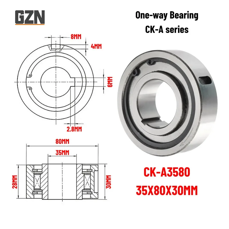 1PCS CK-A3580 35X80X30MM One Way Clutch Bearing Overrunning Clutch CK-A Series Sprag Type One Way Freewheel Clutch Bearing