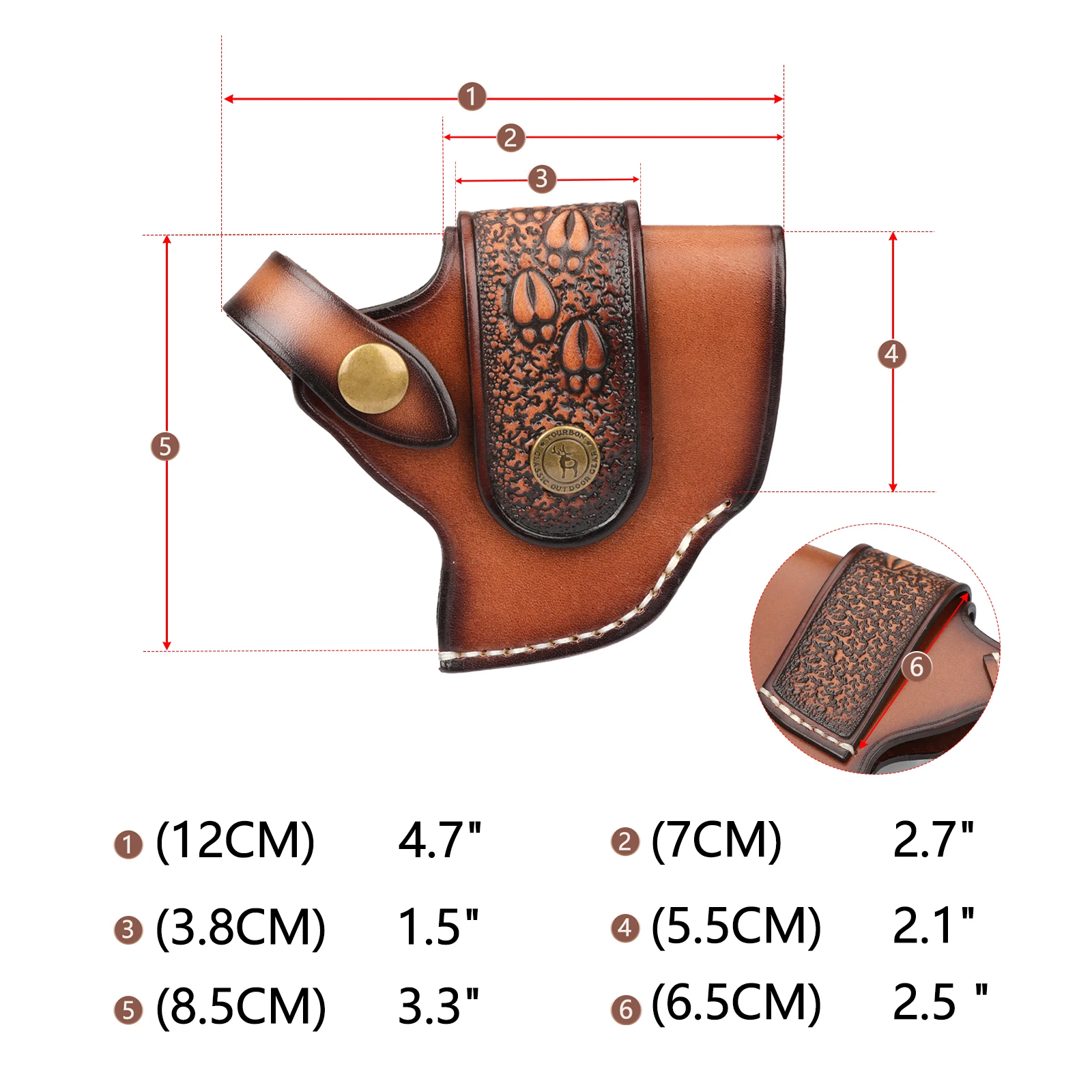 Tourbon Schieten Vintage Lederen Pistool Holster Pistool Riem Case Fit voor Bond Arms 357.22 Vat Bruin Jacht Accessoires