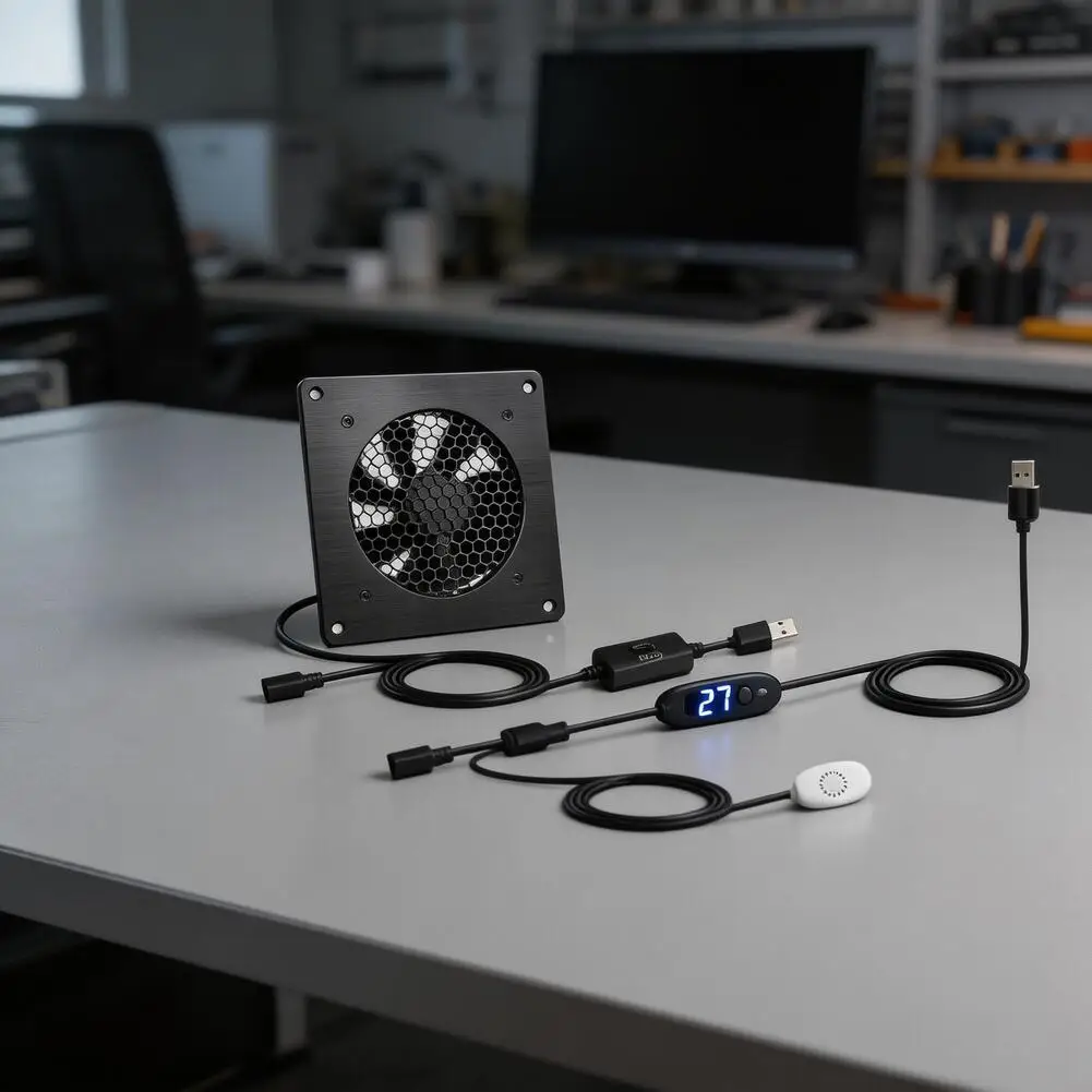 For AV Cabinets Three-speed USB Cooling Fan For Home Theater Black Usb Fan Three-speed Control Ultra-quiet 19.3dB