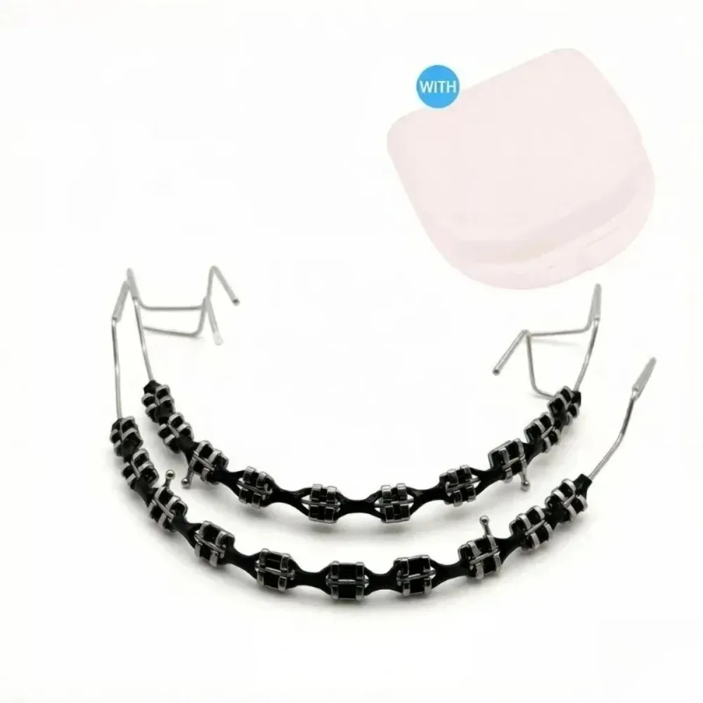 Fashion Braces Colorful Temporary Tooth Decoration with Metal Wires High Quality Metal Bracket Orthodontic Ligature Ties New