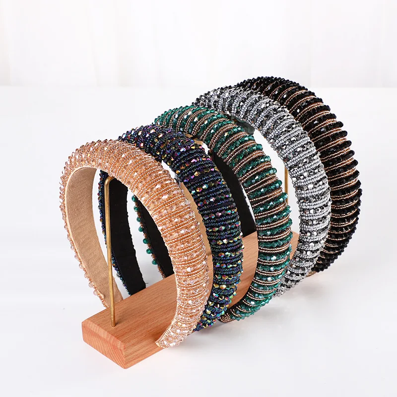 

Korean Fashion Crystal Beads Headband for Women Girls Handmade Headwear Vintage Hairbands Hair Accessories Headdress
