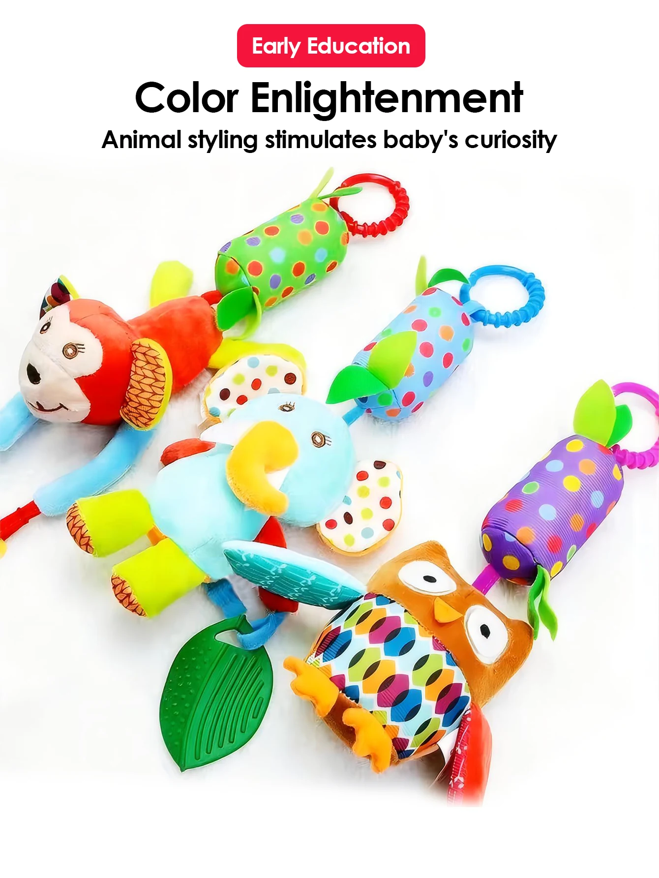 1 pz Sonagli per bambini Cellulari Animale del fumetto Campana Giocattolo Neonato Sonaglio Appeso Peluche Bello 0-24 Mesi Massaggiagengive Giocattoli Regalo