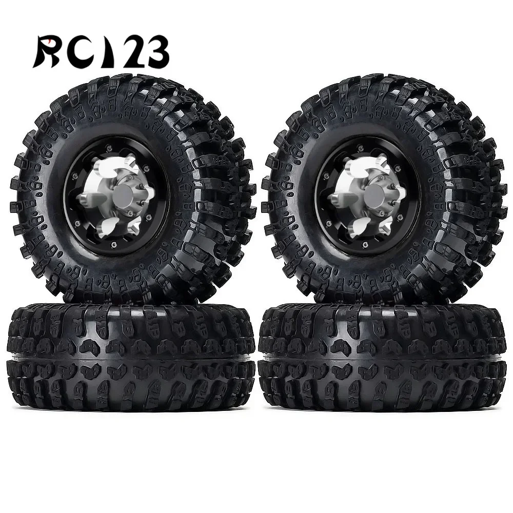 

1:10 4P Aluminum 2.2" Beadlock Wheel Rims Hub & 125MM TIRES FOR RC CAR 1/10 Axial HPI SCX10 SCX10 II 90046 90047 RR10