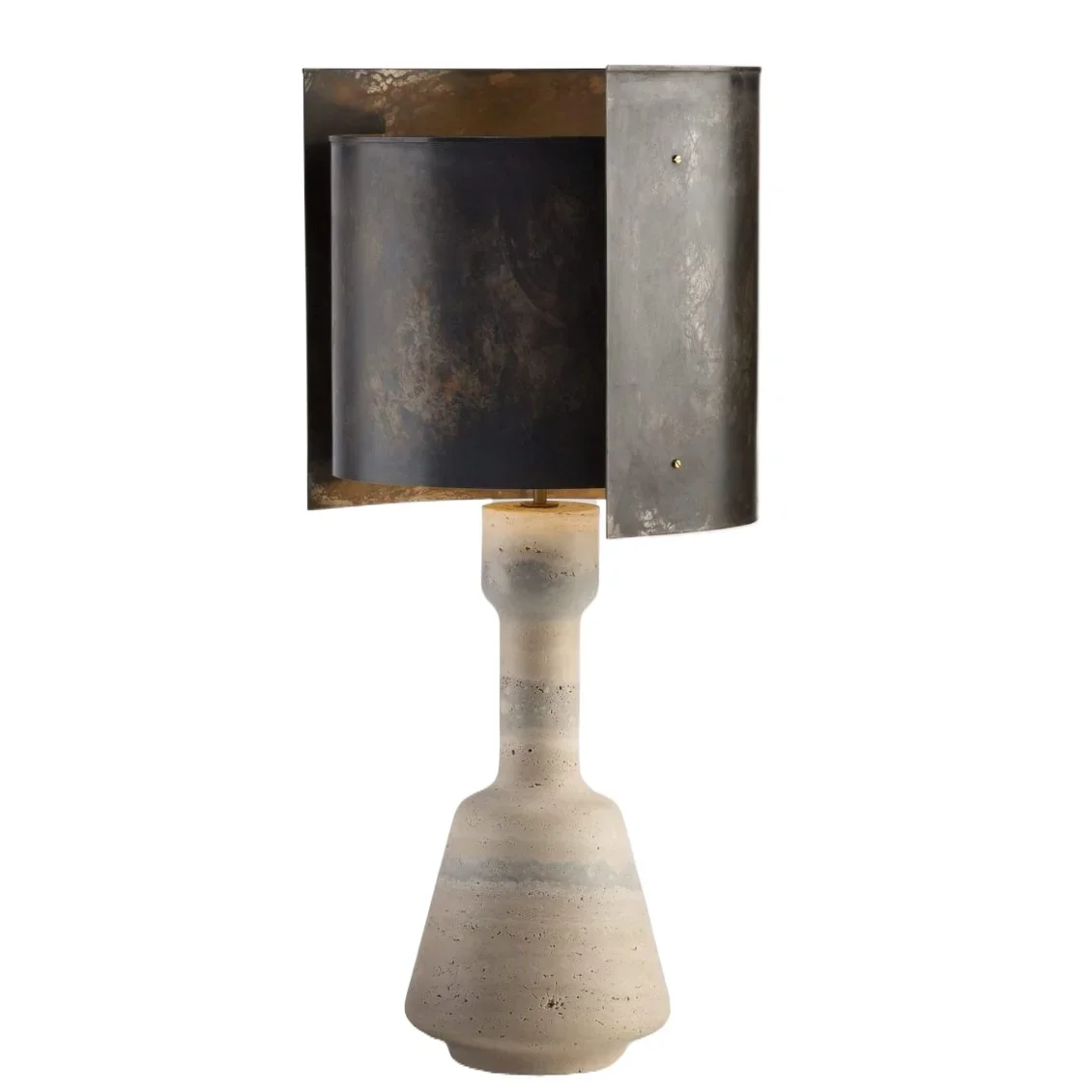 

Retro stone travertine table lamp Hotel lobby front desk decorative lamp Living room bedroom model