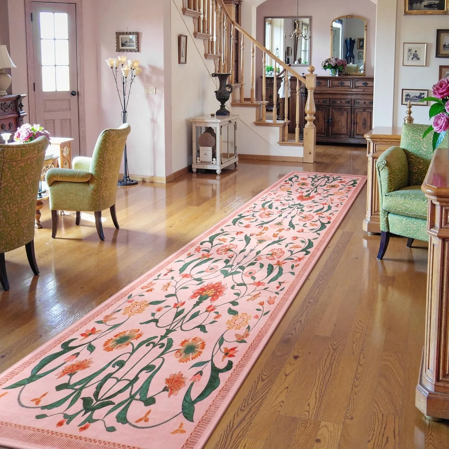 

Floral Hallway Living Room Carpet Non-Slip Washable Rug Soft Sofa Coffee Table Floor Mat for Kitchen Bedside Nursery Tapis 러그