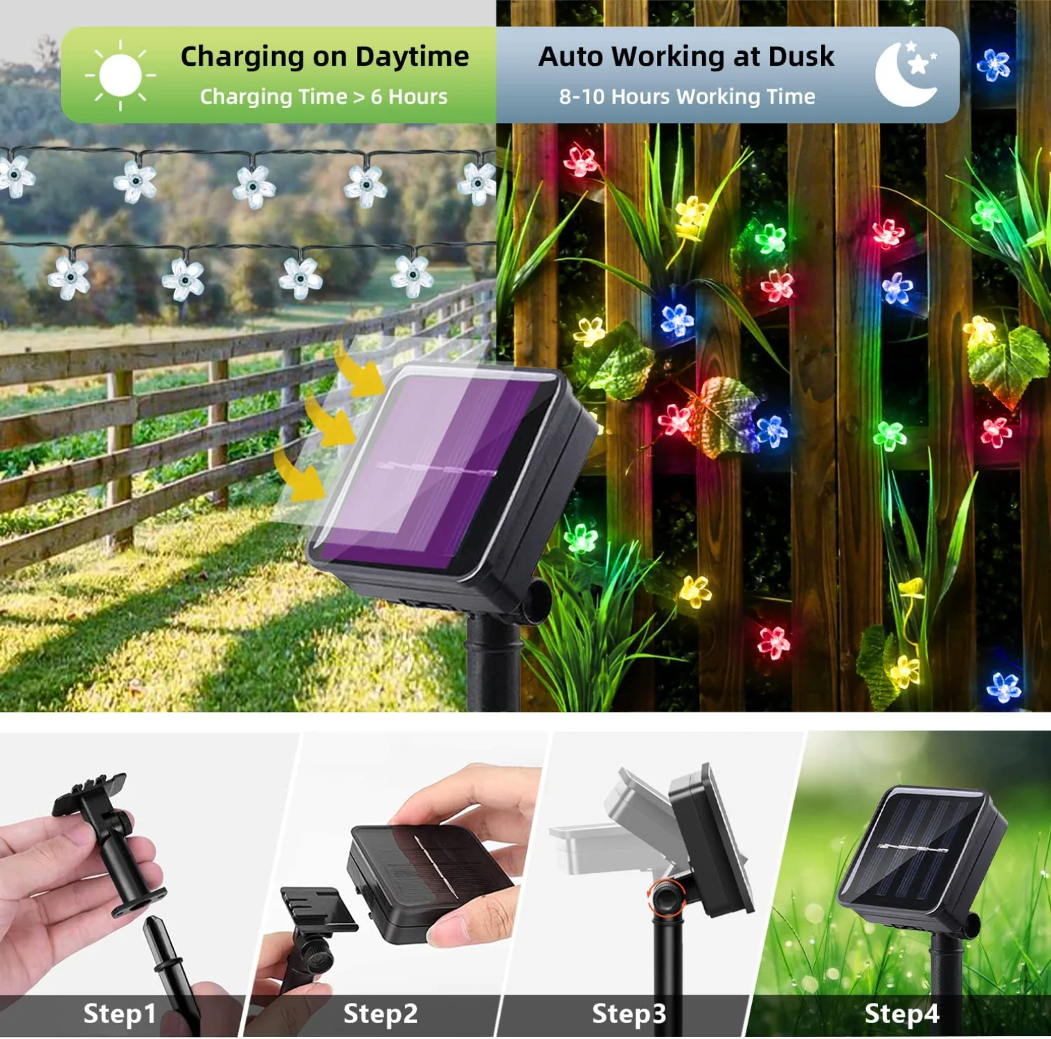 Solar String Flower Garden Lights Solar Outdoor Lights Waterproof 200 LED 8 Modes Wedding Fairy Light Garden Decoration Outdoor