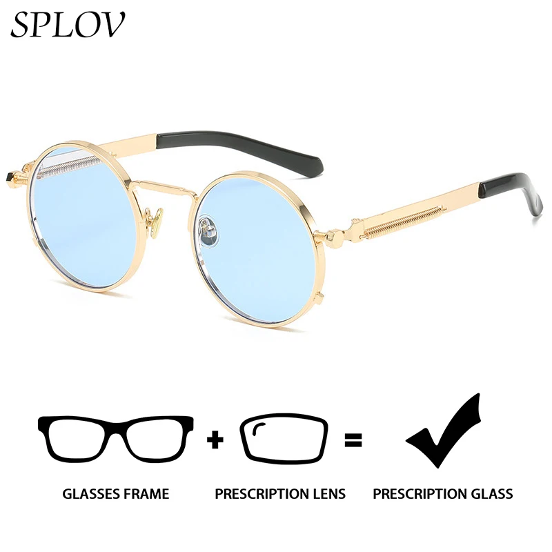 

SPLOV Professional Custom Women's Prescription Sunglasses Retro Metal Frame HD Lenses Men's Driving Prescription Sunglasses