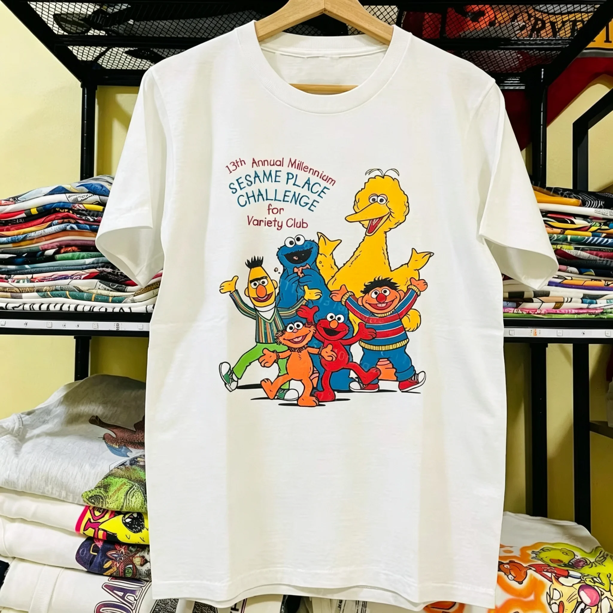 2026 Vintage Cute Cartoon Graphic T-Shirt Oversized hoodie for Kids Adults, Bright Cartoon Group Print Loose Short Sleeve