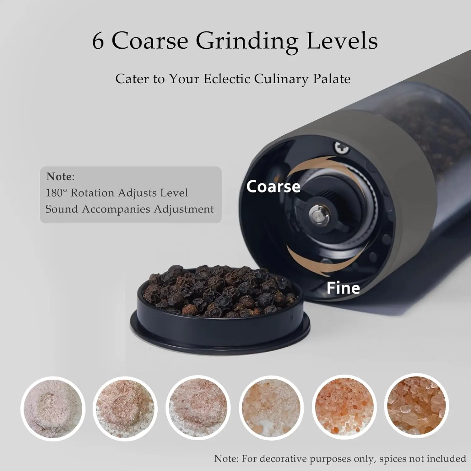مجموعة مطحنة الملح والفلفل الكهربائية، قابلة لإعادة الشحن عبر USB، مطحنة الملح والفلفل الأوتوماتيكية مع خشونة قابلة للتعديل، انتقاء #6