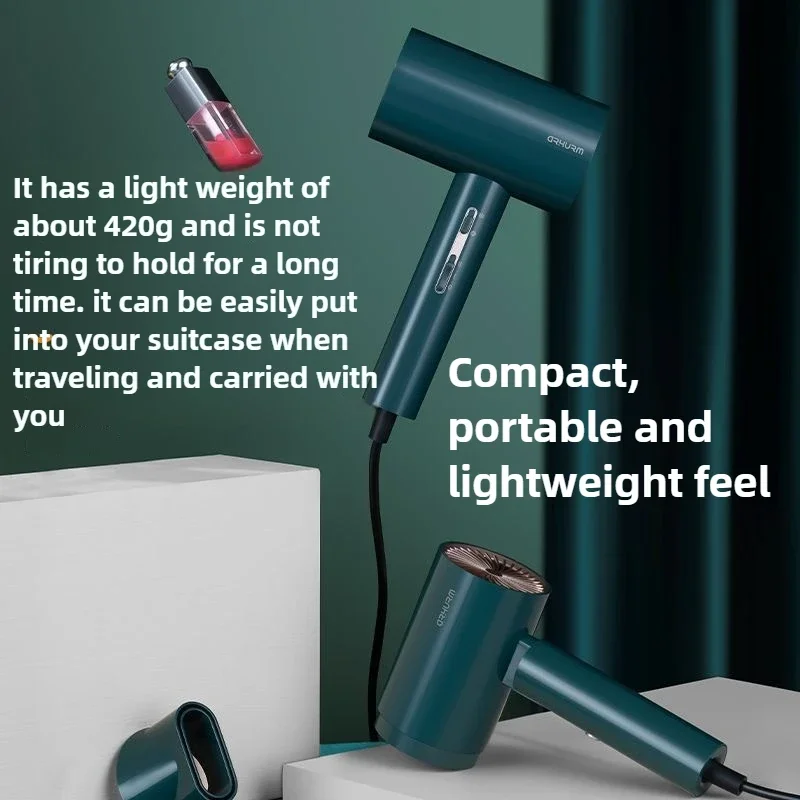 Folding Hair Dryer Household 1800W High-power Quick-drying Negative Ion Hair Care Hair Dryer 220V 57° Constant Temperature