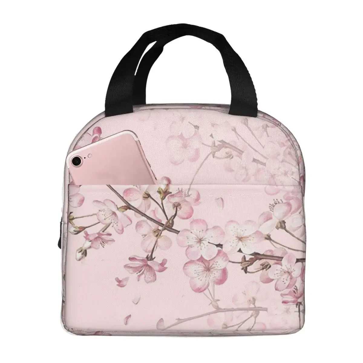 Plum Sakura Cherry Blossom Insulated Lunch Bag for Kids School Cooler Thermal Food Box Tote Portable Lunch Boxes Container