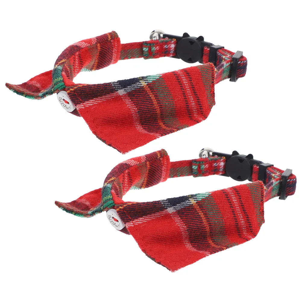 

2Pcs Cat Collar Decorative Adjustable Safety Bell Cute Cat Neck Collar for Daily Holiday Party Use Collars for Cats