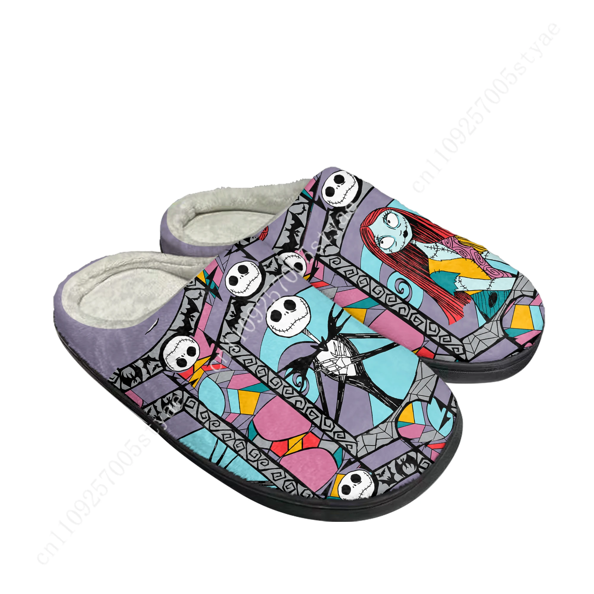 크리스마스의 악몽 캐릭터 면 슬리퍼 소년 소녀 디즈니 만화 플러시 실내화 따뜻한 플러시 맞춤형 어린이 신발