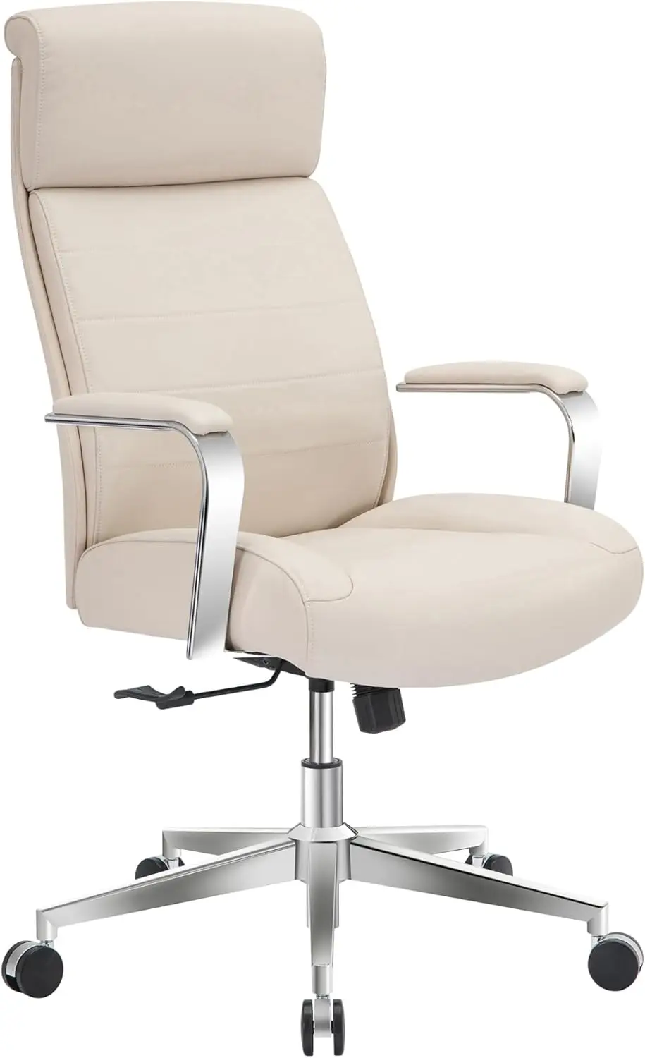 Modern Comfort Modee Vegan Leather High-Back Executive Office Chair, Sand/Chrome, BIFMA Compliant