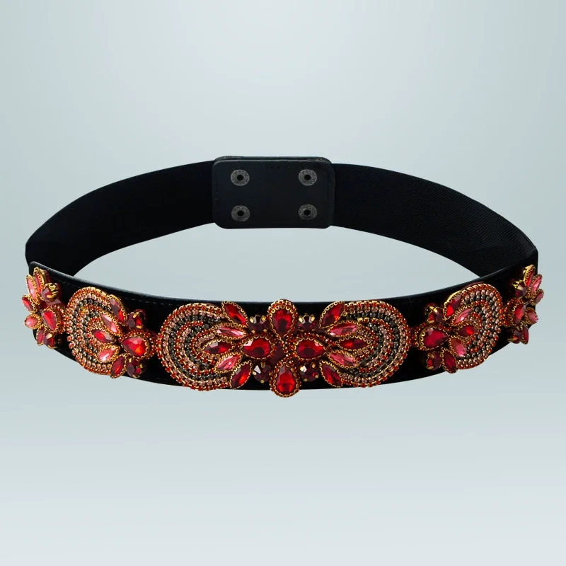 Moda donna Diamanti lucidi Fascia elastica Abito femminile Corsetti Cintura Cinture Decorazione Cintura larga TB303