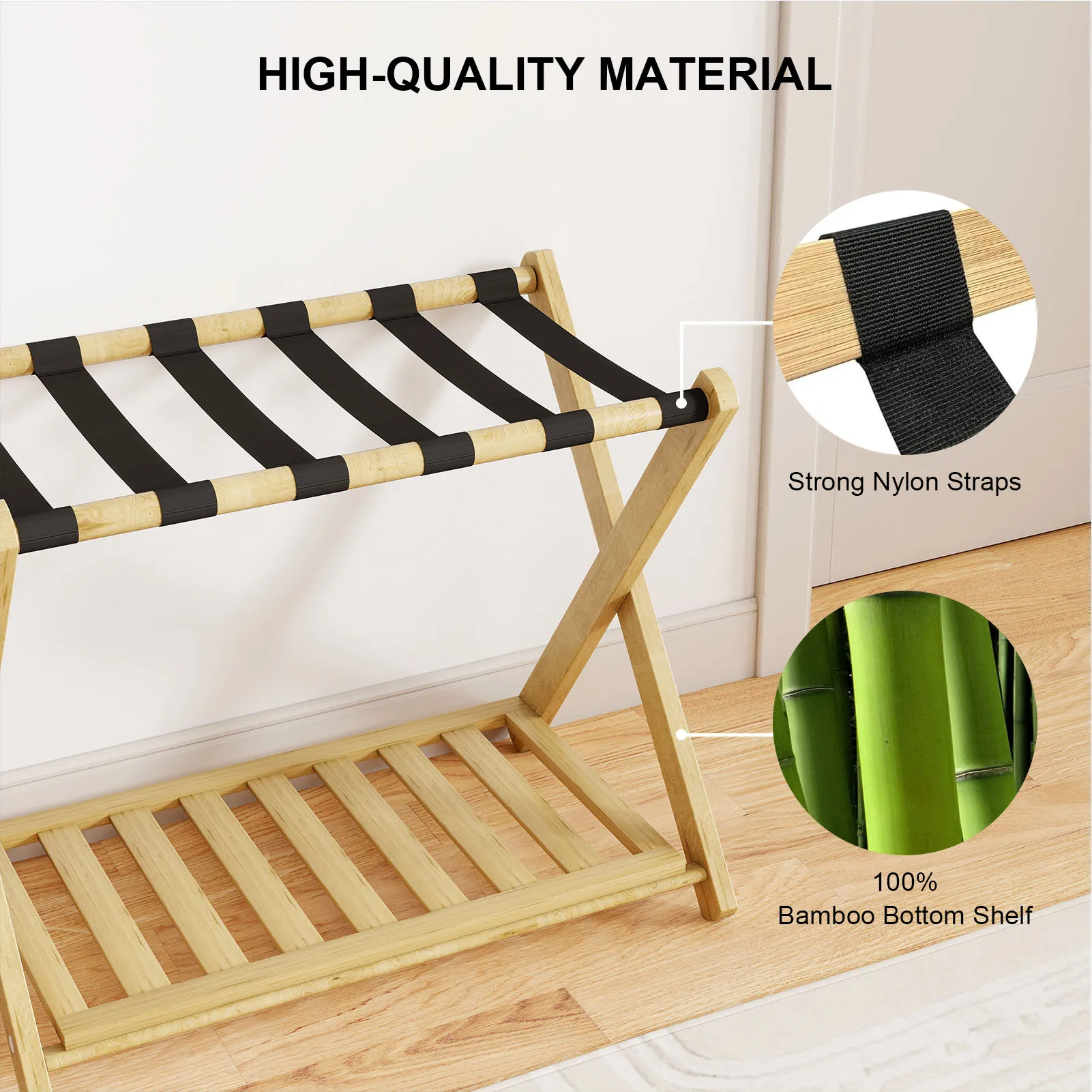 접이식 두꺼운 나무 수납 정리 선반 여행가방 스탠드 호텔 침실 게스트룸용 수납 선반 포함