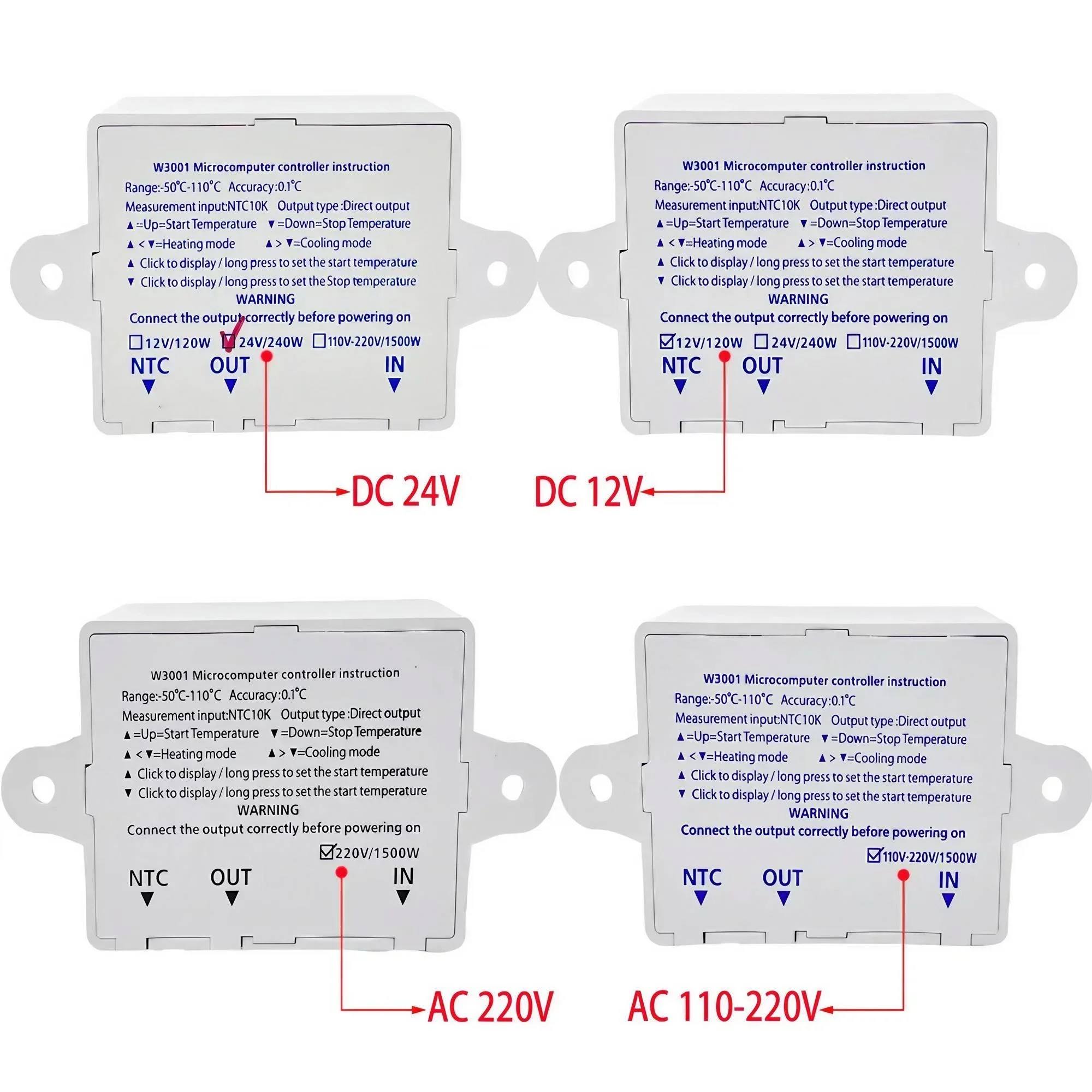 Digital Temperature Controller XH-W3001 for Microcomputer Temperature Control Ideal for Various Temperature Control Applications