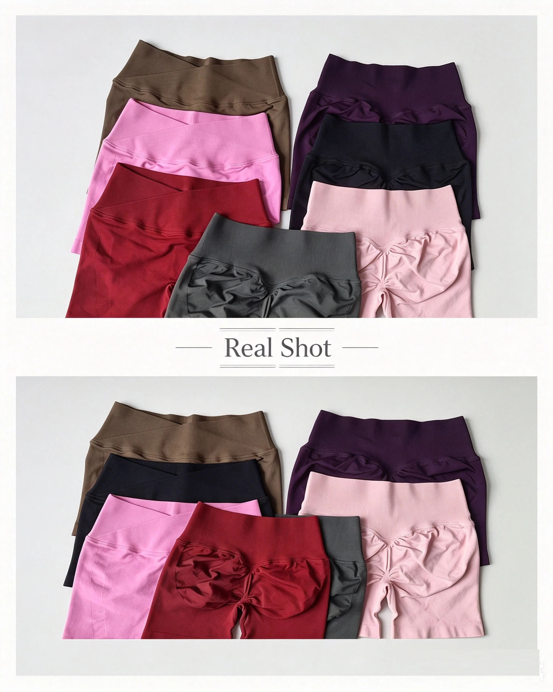 Damen Yoga-Shorts mit Vorderkreuz-Taille, dreiteilig, Hüftstraffend, Schnelltrocknend, Eng Anliegende Sportshorts für Training, Laufen und Fitness – Detail 3