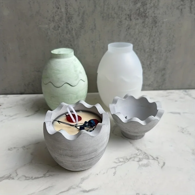 DIY Egg Storage Box Silicone Mold with Cover Egg Candle Cup Plaster Dropping Mold