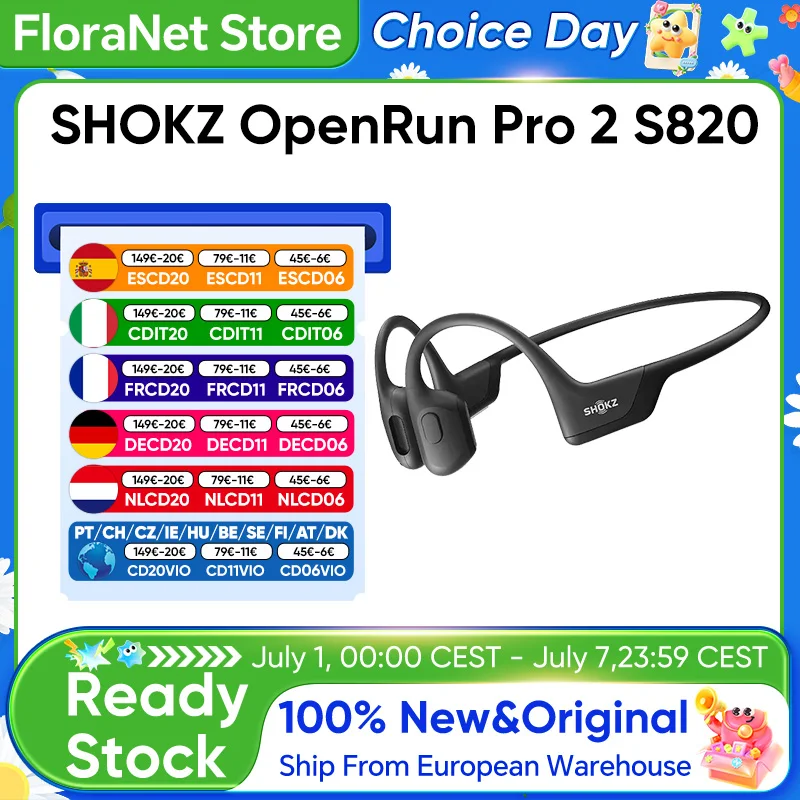 Audífonos Deportivos Originales SHOKZ OpenRun Pro 2S820 de Conducción Ósea, Bluetooth 5.3, Resistentes al Agua IP55, 12 Horas de Duración de Batería