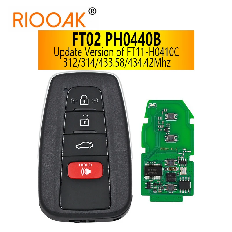 

Lonsdor 312/314/433.58/434.42Mhz FT02 PH0440B Update Version of FT11-H0410C For Toyota RAV4 Avalon Frequency Switchable 8A Chip