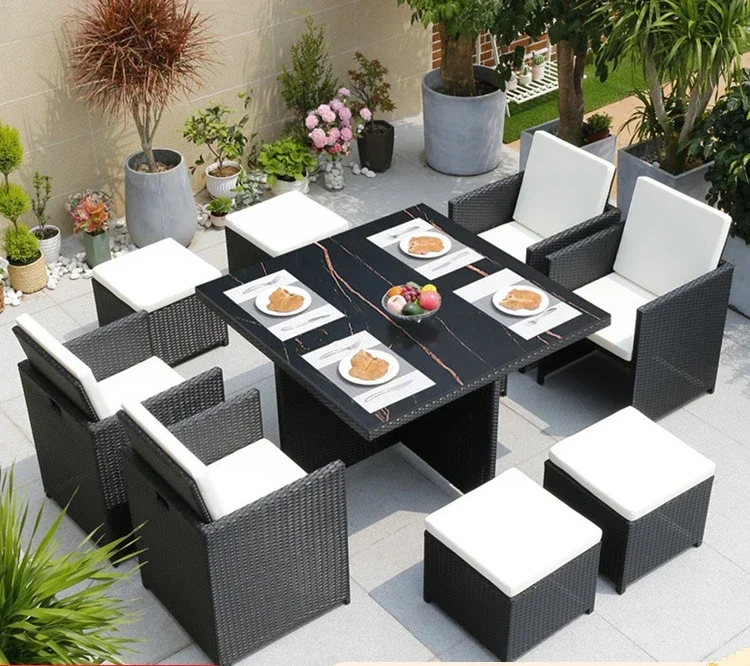 

Outdoor table and chair garden sun room outdoor leisure villa yard rattan table and chair combination