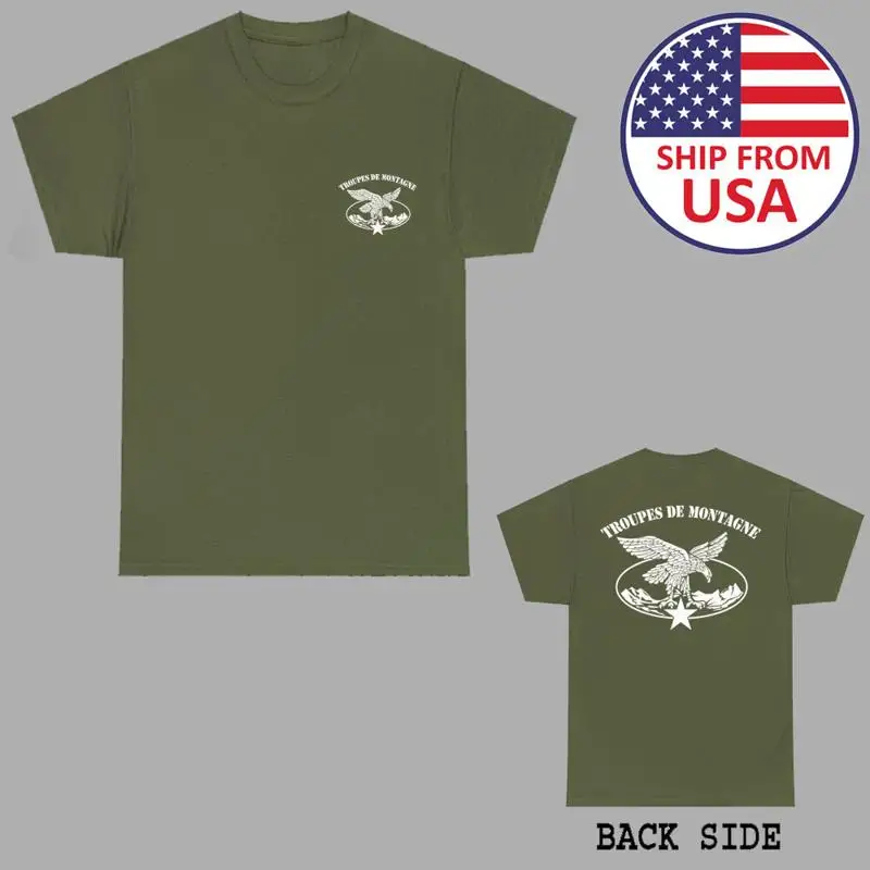 Francia Troupes De Montagne Chasseurs camiseta verde militar para hombre talla S 5Xl