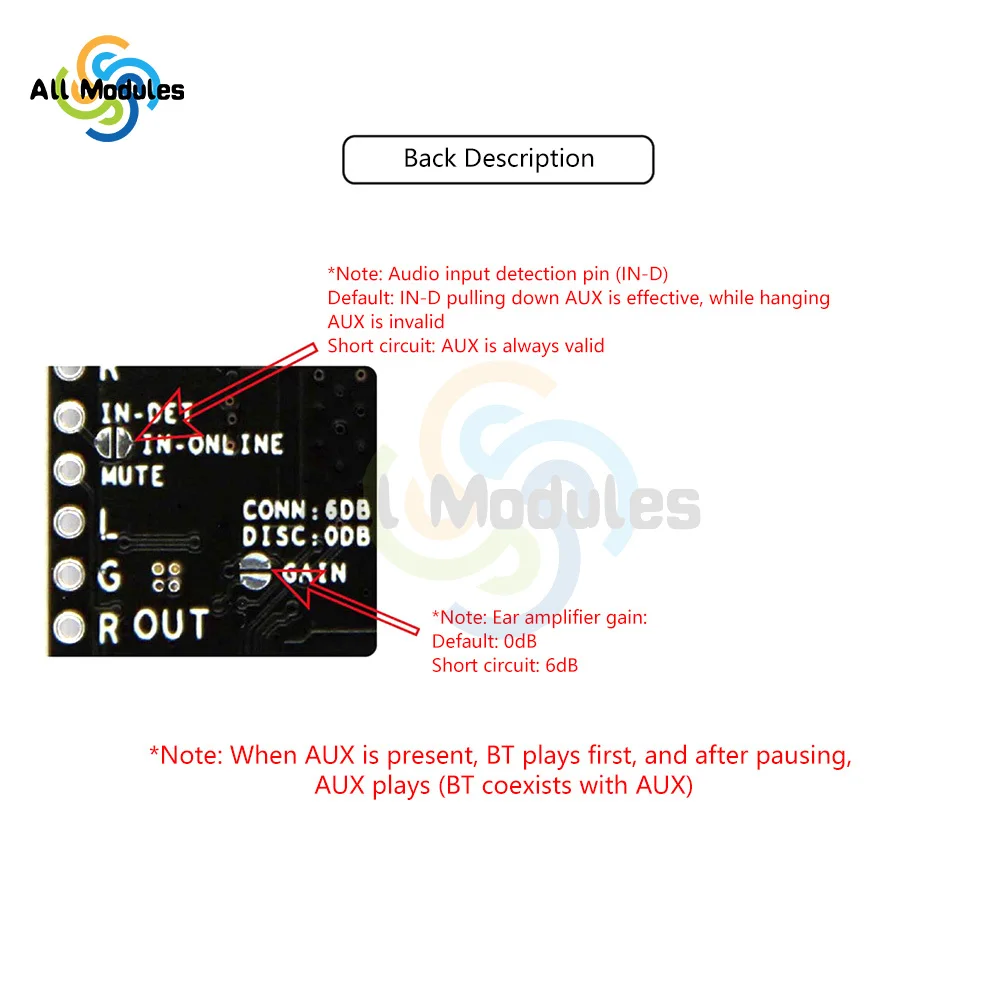 QCC3031 APP Name Change Password EQ Bluetooth 5.1 Receiver Module APTXHD with AUX No DC Lithium Battery Power Supply